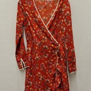Free People Women's Orange Dress Sz 8. Slimming boho dress